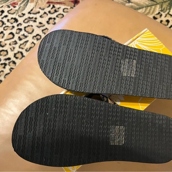 Yellow Box Women's Black Leopard Strap Flip Flop Sandals KINSLEY STYLE SIZE 11 - Picture 4 of 5